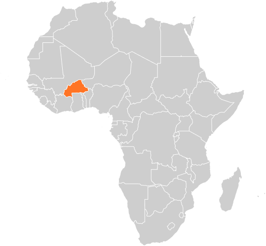 Carte de l'Afrique avec le Burkina Faso en surbrillance